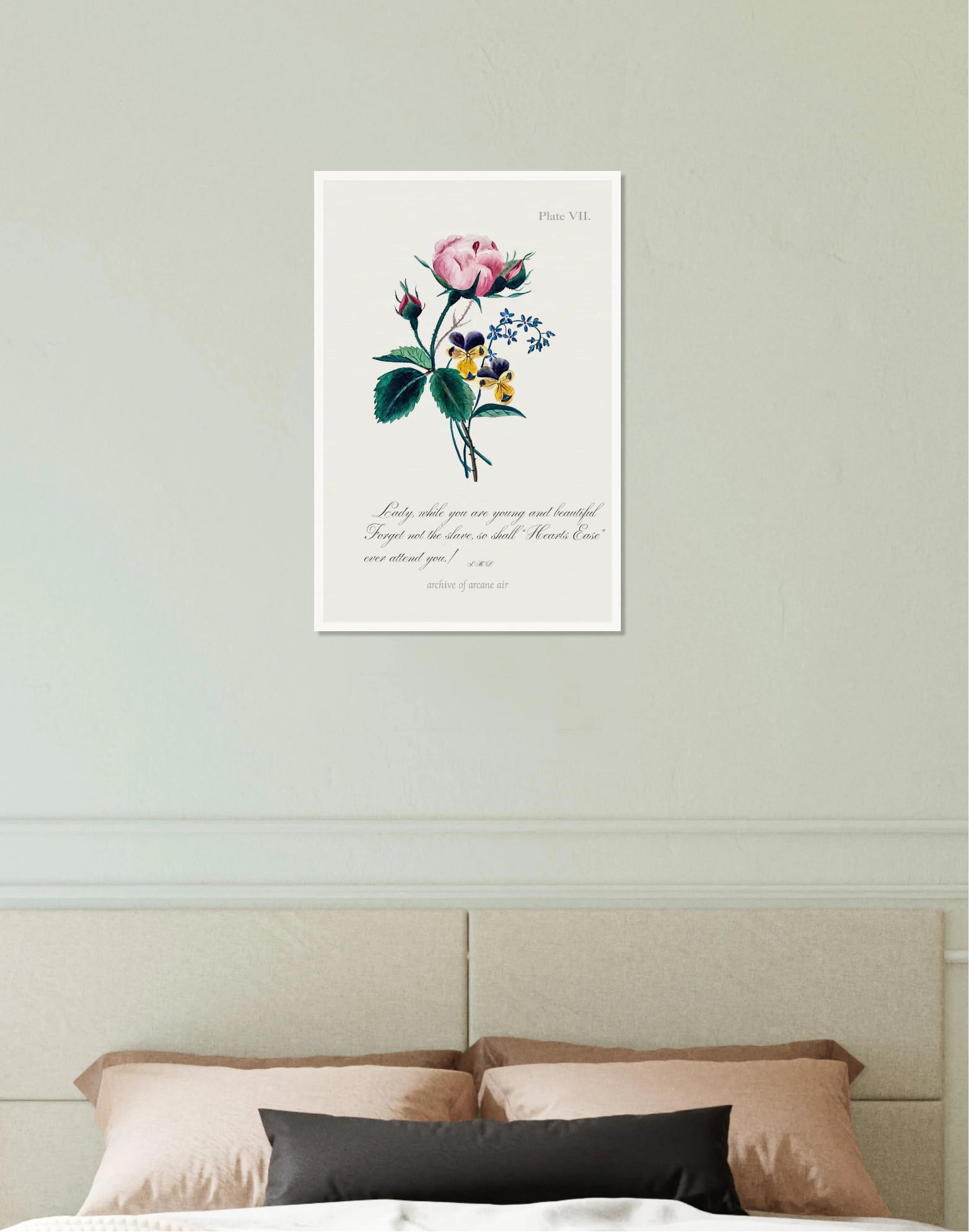 Rose, Forget-Me-Not & Hearts Ease – Sarah Mapps Douglass, 1833 | Botanical Print