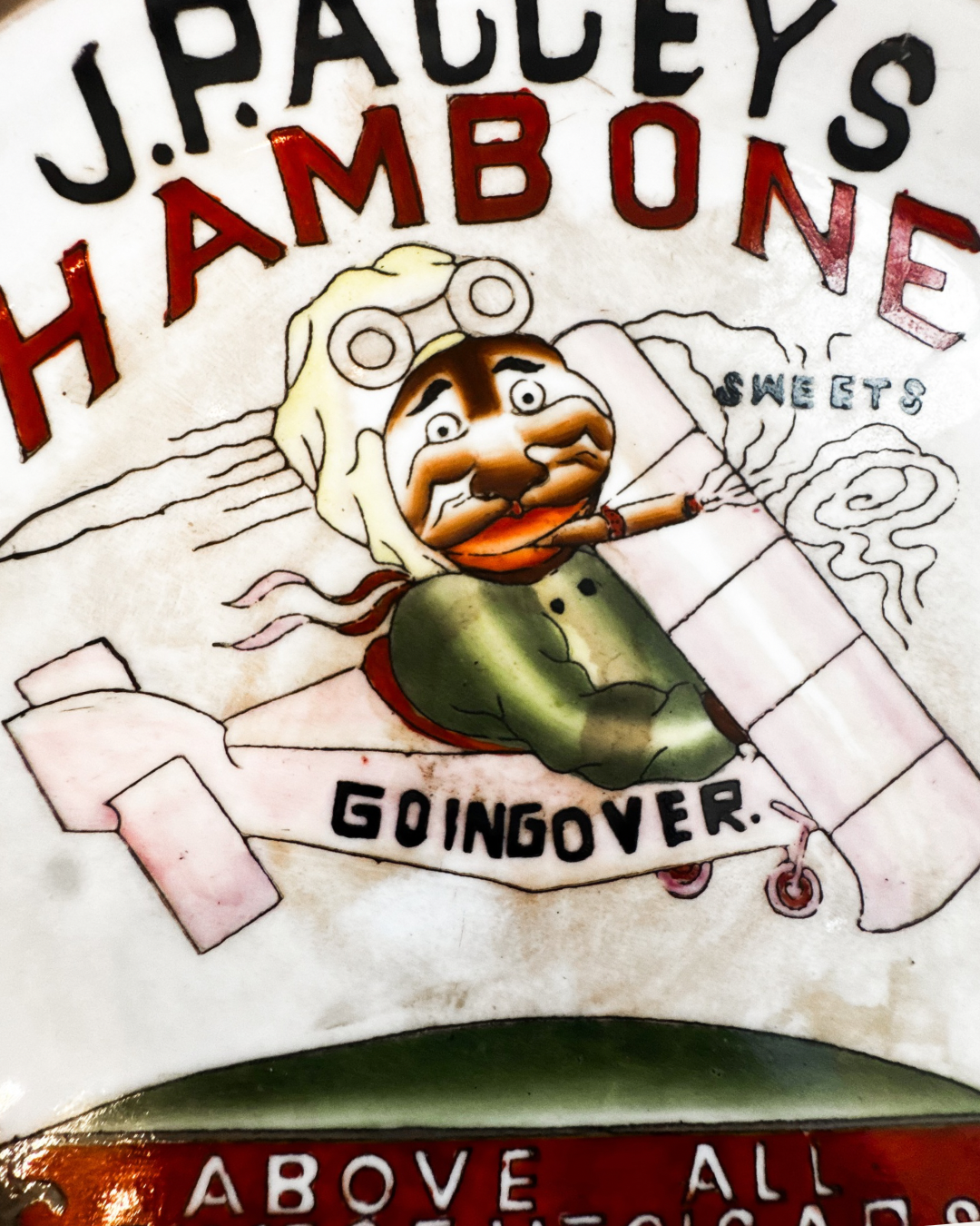 Buffalo Pottery “J.P. Alley’s Hambone” Advertising Plate, c. 1911 | Antique Cigar Sign - Cultural Artifact